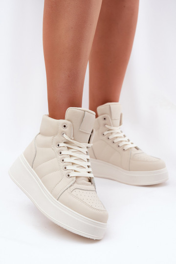 Wysokie Sneakersy Damskie Na Platformie Beżowe Tillive 2