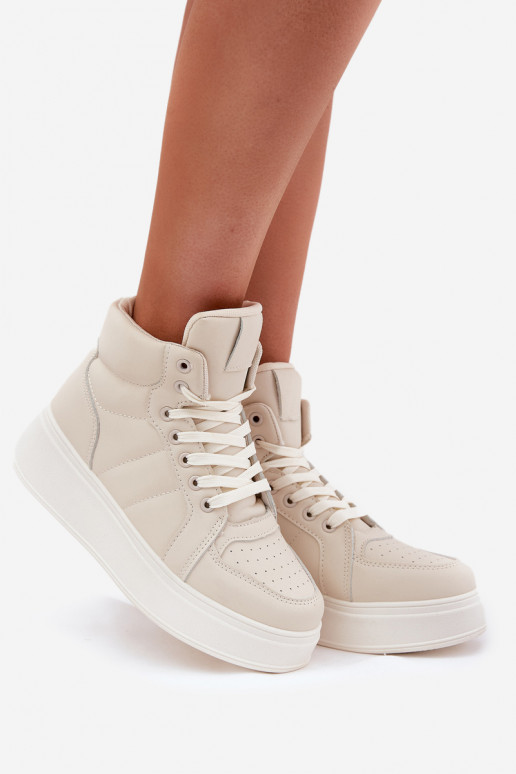 High Women's Sneakers On Platform Beige Tillive High Women's Sneakers On Platform Beige Tillive