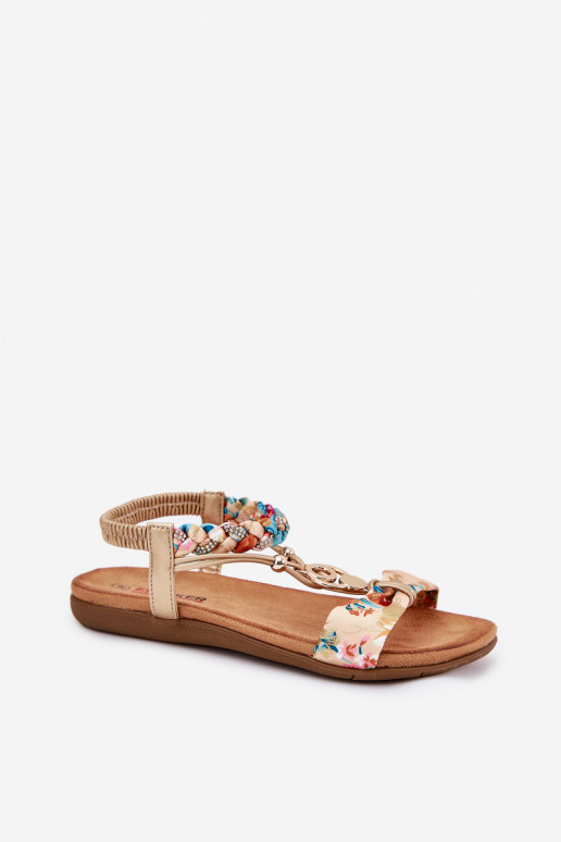 Women's Flat Sandals With Woven Strap And Decoration Artiker 56C1316 Gold Women's Flat Sandals With Woven Strap And Decoration Artiker 56C1316 Gold