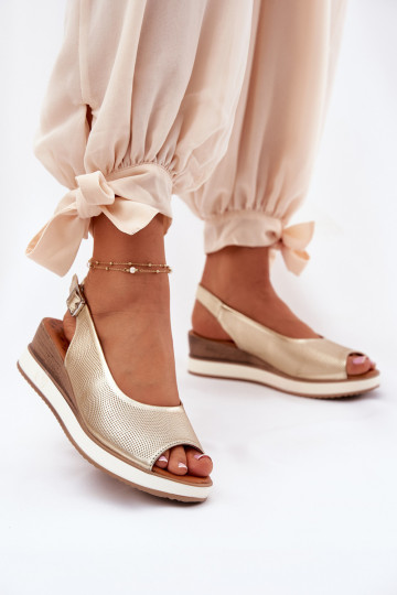 Leather Wedge Sandals Artiker 56C2312 Gold