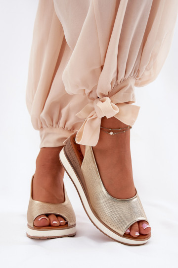 Leather Wedge Sandals Artiker 56C2312 Gold 2