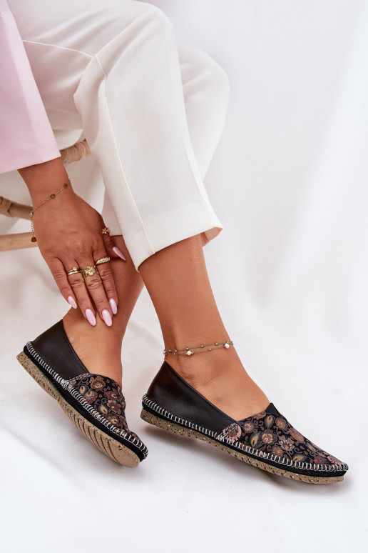 Leather Patterned Ballet Flats Maciejka T1929-71 Black Leather Patterned Ballet Flats Maciejka T1929-71 Black