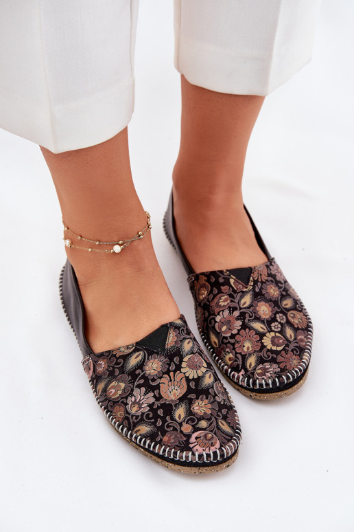 Leather Patterned Ballet Flats Maciejka T1929-71 Black Leather Patterned Ballet Flats Maciejka T1929-71 Black