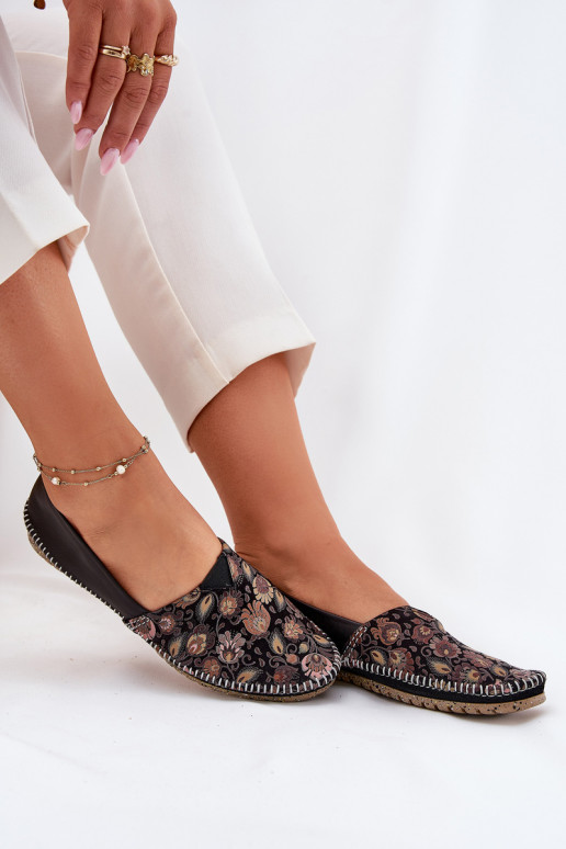 Leather Patterned Ballet Flats Maciejka T1929-71 Black Leather Patterned Ballet Flats Maciejka T1929-71 Black