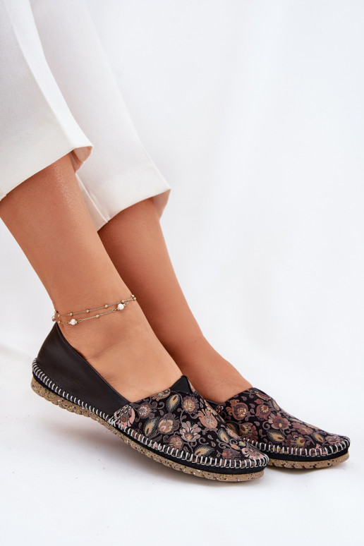 Leather Patterned Ballet Flats Maciejka T1929-71 Black Leather Patterned Ballet Flats Maciejka T1929-71 Black