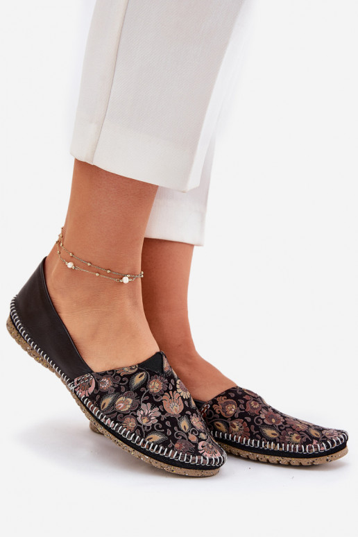 Leather Patterned Ballet Flats Maciejka T1929-71 Black Leather Patterned Ballet Flats Maciejka T1929-71 Black