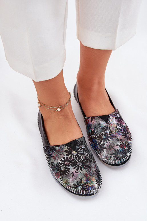 Leather Ballet Flats With Pattern Maciejka T1930-39 Black Leather Ballet Flats With Pattern Maciejka T1930-39 Black