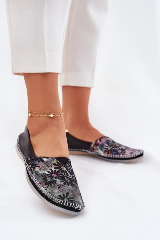 Leather Ballet Flats With Pattern Maciejka T1930-39 Black Leather Ballet Flats With Pattern Maciejka T1930-39 Black