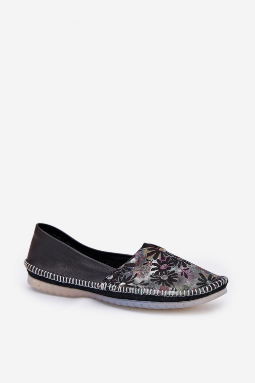 Leather Ballet Flats With Pattern Maciejka T1930-39 Black Leather Ballet Flats With Pattern Maciejka T1930-39 Black