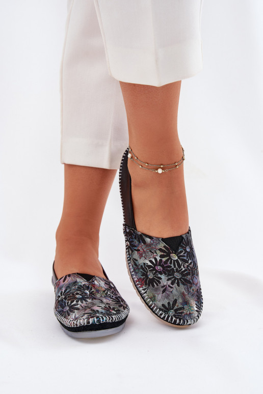 Leather Ballet Flats With Pattern Maciejka T1930-39 Black Leather Ballet Flats With Pattern Maciejka T1930-39 Black