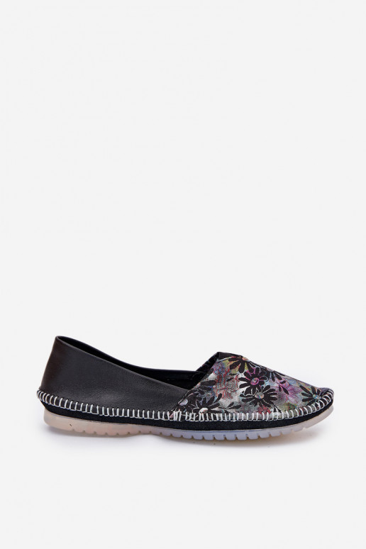 Leather Ballet Flats With Pattern Maciejka T1930-39 Black Leather Ballet Flats With Pattern Maciejka T1930-39 Black