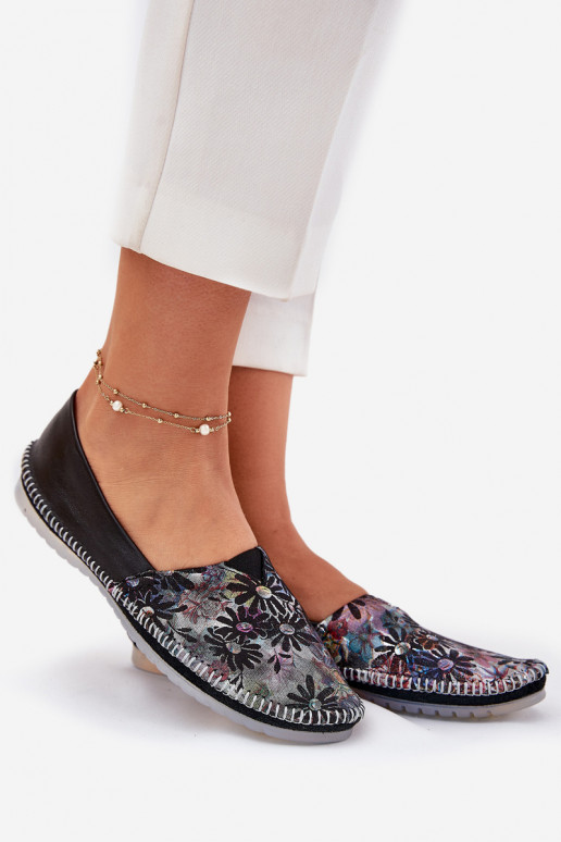 Leather Ballet Flats With Pattern Maciejka T1930-39 Black Leather Ballet Flats With Pattern Maciejka T1930-39 Black