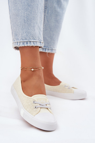 Ladies Sneakers With Embroidery Lee Cooper LCW-25-31-3445L Beige