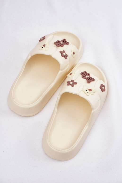 Foam Slides With Clips Ecru Redienna