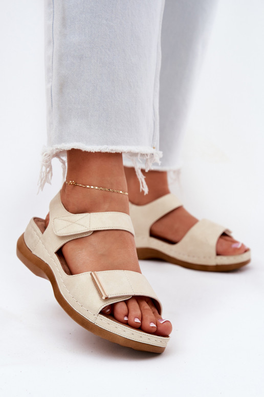Comfortable women's sandals with Velcro gold Iphiope Comfortable women's sandals with Velcro gold Iphiope