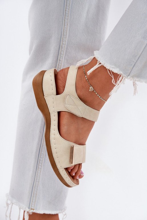 Comfortable women's sandals with Velcro gold Iphiope Comfortable women's sandals with Velcro gold Iphiope