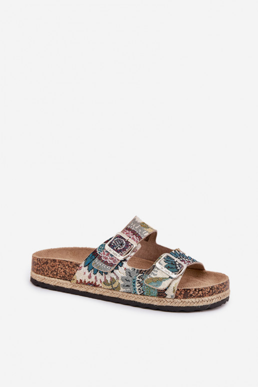 Patterned Women Slippers On Cork Platform With Buckles Lee Cooper LCW-25-35-3483L Multicolor Patterned Women Slippers On Cork Platform With Buckles Lee Cooper LCW-25-35-3483L Multicolor