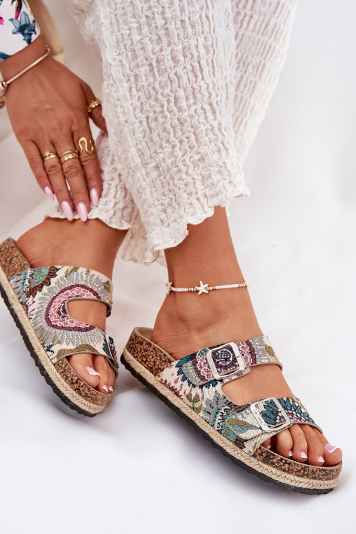 Patterned Women Slippers On Cork Platform With Buckles Lee Cooper LCW-25-35-3483L Multicolor Patterned Women Slippers On Cork Platform With Buckles Lee Cooper LCW-25-35-3483L Multicolor