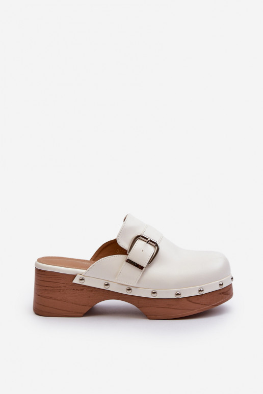 Women's White Buckle Clogs Seprilla Women's White Buckle Clogs Seprilla