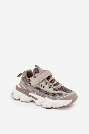 Sneakers Sport Shoes For Kids With Velcro Khaki Ronivelle