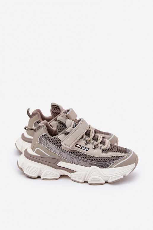 Sneakersy Buty Sportowe Dziecięce Na Rzep Khaki Ronivelle