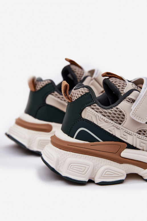 Sneakersy Buty Sportowe Dziecięce Na Rzep Beżowe Ronivelle