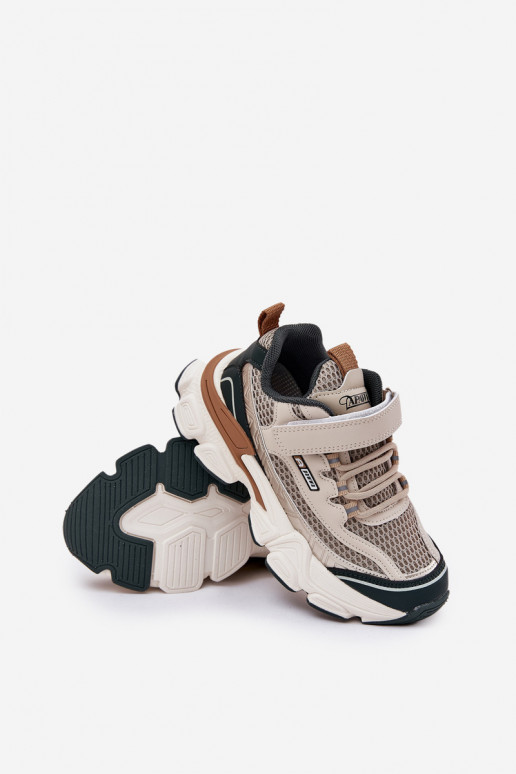 Sneakersy Buty Sportowe Dziecięce Na Rzep Beżowe Ronivelle