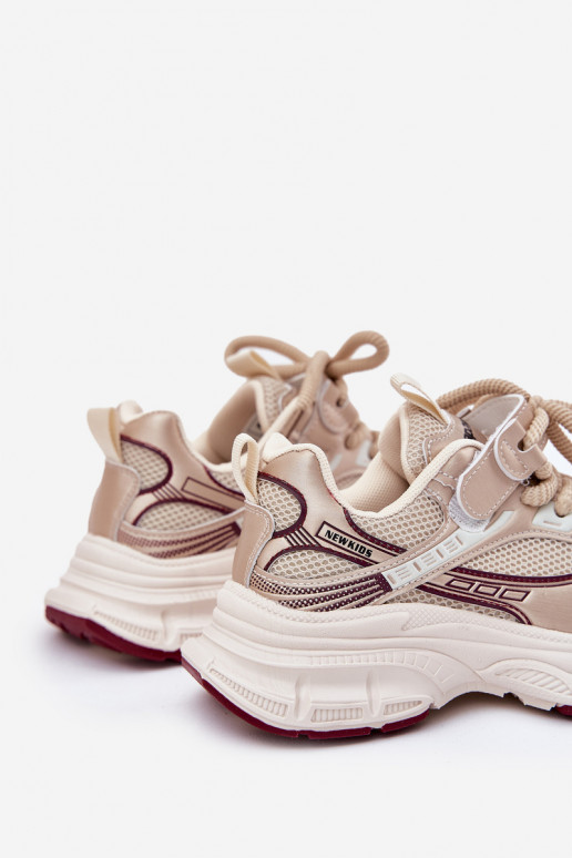 Lightweight Kids Sneakers On Thick Sole Gold Xairana