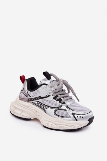 Sneakersy Dziecięce Na Grubej Podeszwie Srebrne Xairana