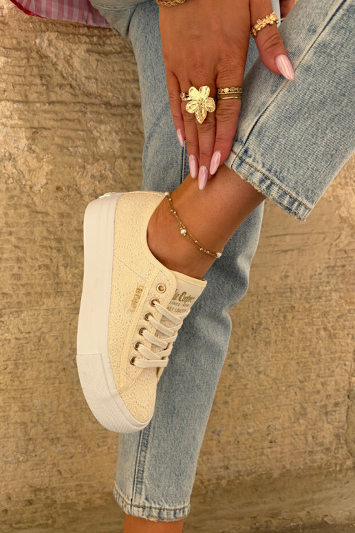Ladies Sneakers With Lace Lee Cooper LCW-25-31-3440L Beige Ladies Sneakers With Lace Lee Cooper LCW-25-31-3440L Beige