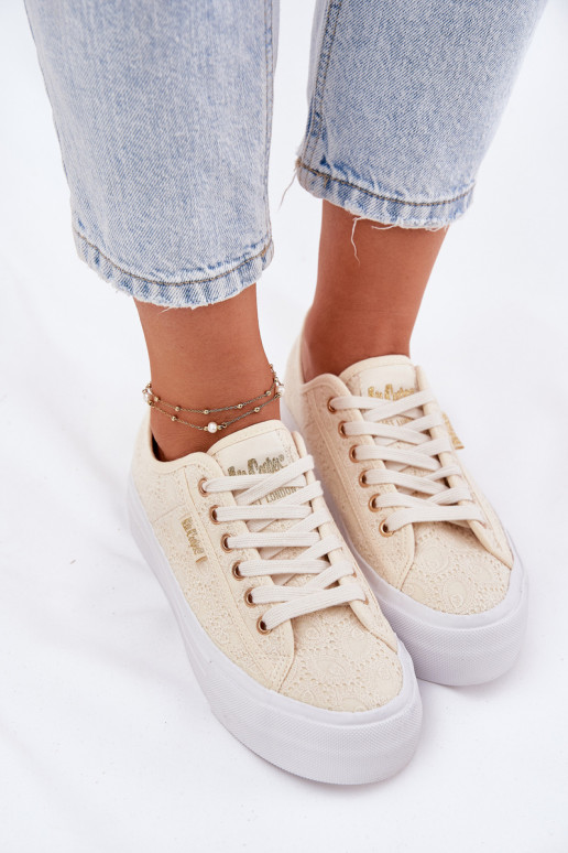 Ladies Sneakers With Lace Lee Cooper LCW-25-31-3440L Beige Ladies Sneakers With Lace Lee Cooper LCW-25-31-3440L Beige