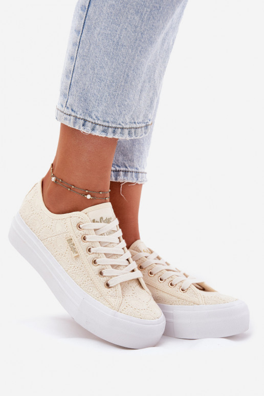 Ladies Sneakers With Lace Lee Cooper LCW-25-31-3440L Beige Ladies Sneakers With Lace Lee Cooper LCW-25-31-3440L Beige