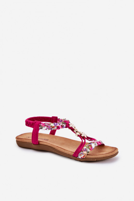 Flat Women's Sandals With Woven Straps And Clips Artiker Fuchsia 56C1314 Flat Women's Sandals With Woven Straps And Clips Artiker Fuchsia 56C1314