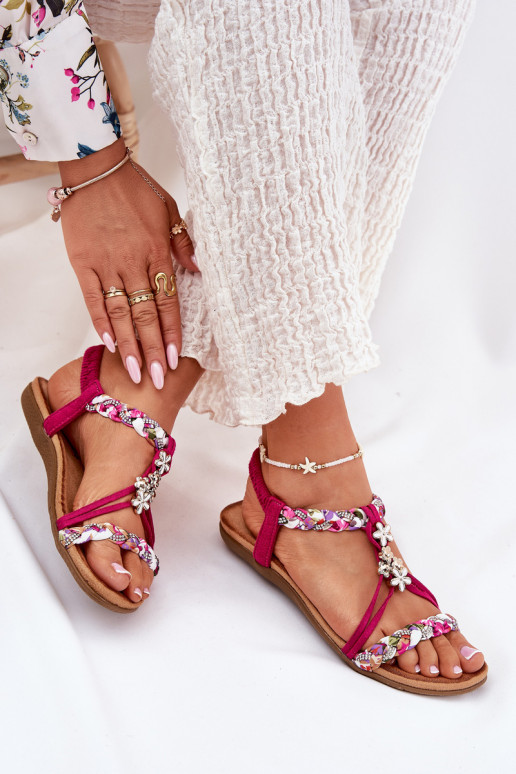 Flat Women's Sandals With Woven Straps And Clips Artiker Fuchsia 56C1314 Flat Women's Sandals With Woven Straps And Clips Artiker Fuchsia 56C1314