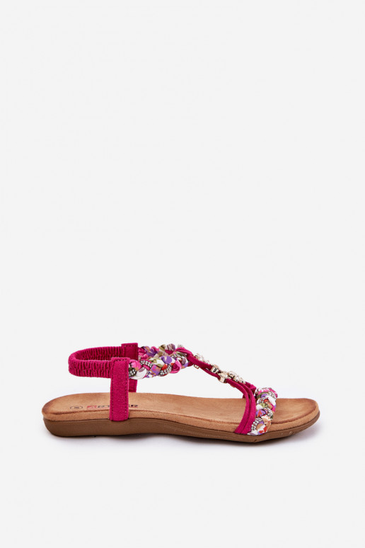 Flat Women's Sandals With Woven Straps And Clips Artiker Fuchsia 56C1314 Flat Women's Sandals With Woven Straps And Clips Artiker Fuchsia 56C1314