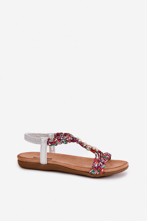 Women's Flat Sandals With Woven Straps And Accessories Artiker 54C1322 Multicolor Women's Flat Sandals With Woven Straps And Accessories Artiker 54C1322 Multicolor
