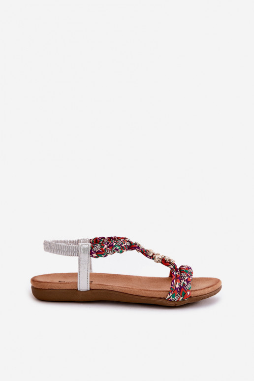Women's Flat Sandals With Woven Straps And Accessories Artiker 54C1322 Multicolor Women's Flat Sandals With Woven Straps And Accessories Artiker 54C1322 Multicolor