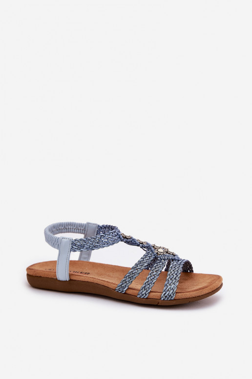 Women's Flat Sandals With Woven Straps Blue Artiker 56C1325 Women's Flat Sandals With Woven Straps Blue Artiker 56C1325