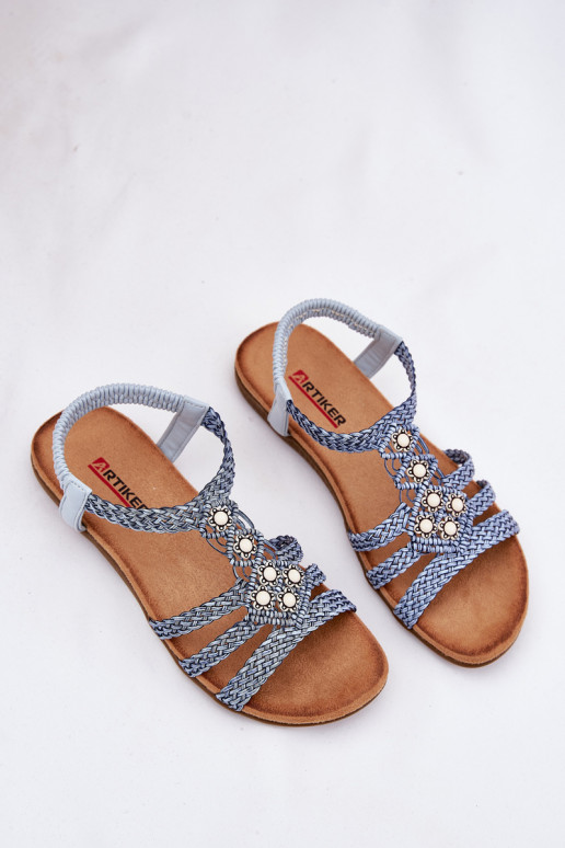 Women's Flat Sandals With Woven Straps Blue Artiker 56C1325 Women's Flat Sandals With Woven Straps Blue Artiker 56C1325