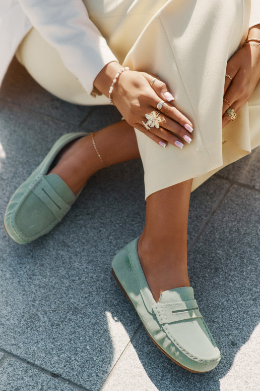 Zamszowe Mokasyny Damskie Big Star RR274945 Zielone