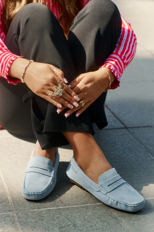 Zamszowe Mokasyny Damskie Big Star RR274943 Niebieskie