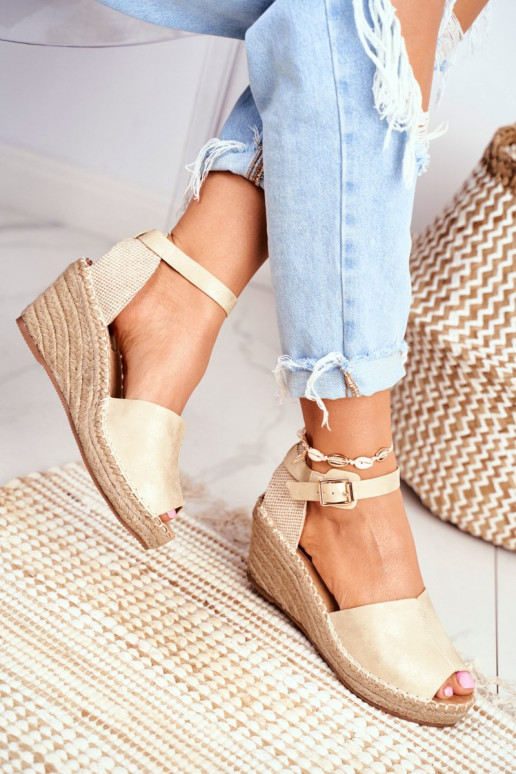 Sandals On A Braided Wedge Gold Maritta Sandals On A Braided Wedge Gold Maritta