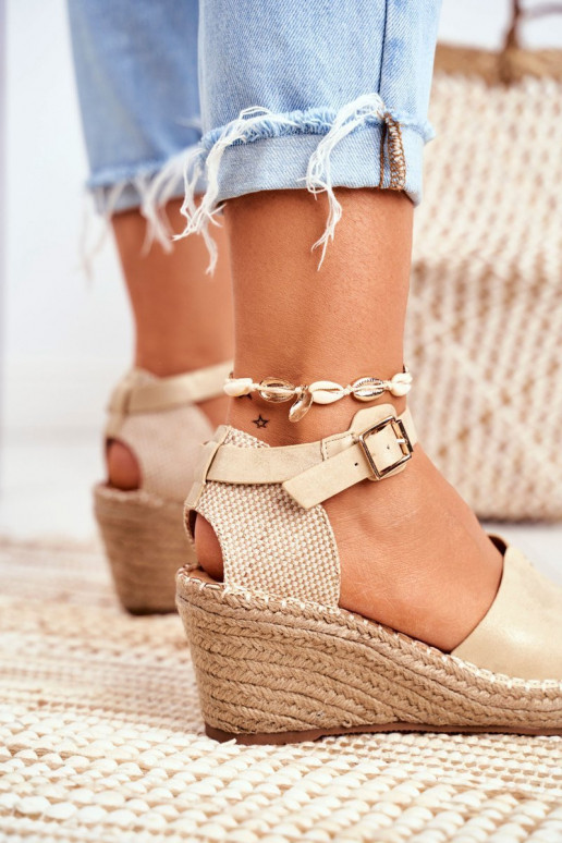 Sandals On A Braided Wedge Gold Maritta Sandals On A Braided Wedge Gold Maritta