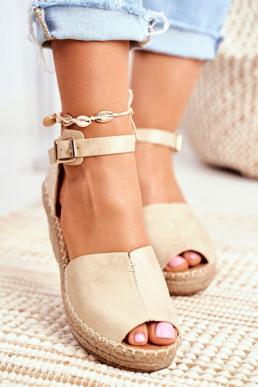 Sandals On A Braided Wedge Gold Maritta Sandals On A Braided Wedge Gold Maritta