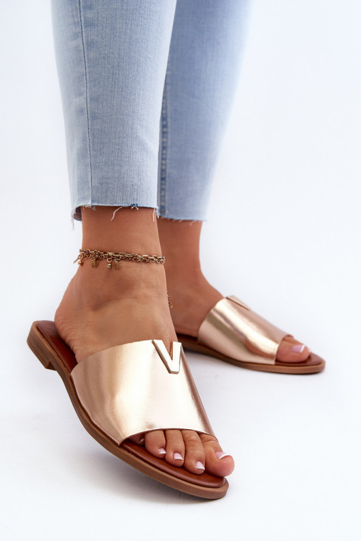 Women's Eco Leather Flat Sandals Golden Maliha Women's Eco Leather Flat Sandals Golden Maliha