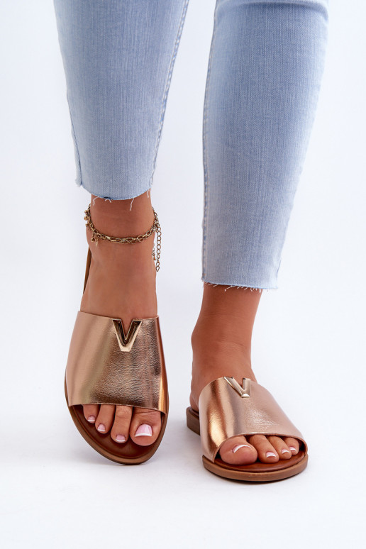 Women's Eco Leather Flat Sandals Golden Maliha Women's Eco Leather Flat Sandals Golden Maliha