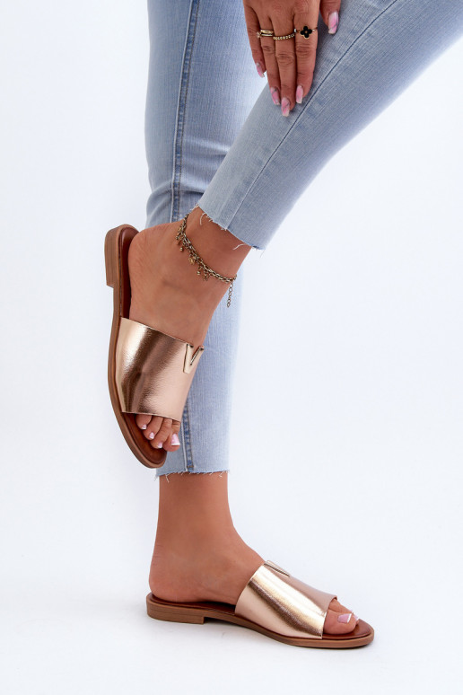 Women's Eco Leather Flat Sandals Golden Maliha Women's Eco Leather Flat Sandals Golden Maliha