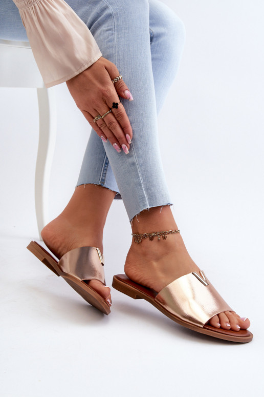 Women's Eco Leather Flat Sandals Golden Maliha Women's Eco Leather Flat Sandals Golden Maliha