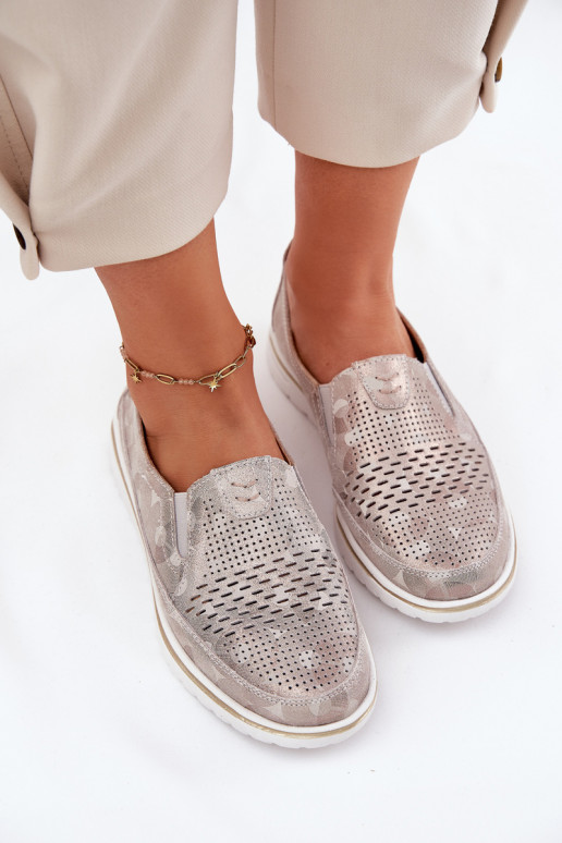 Suede Slip-on Shoes Beige-Gold Inez Suede Slip-on Shoes Beige-Gold Inez