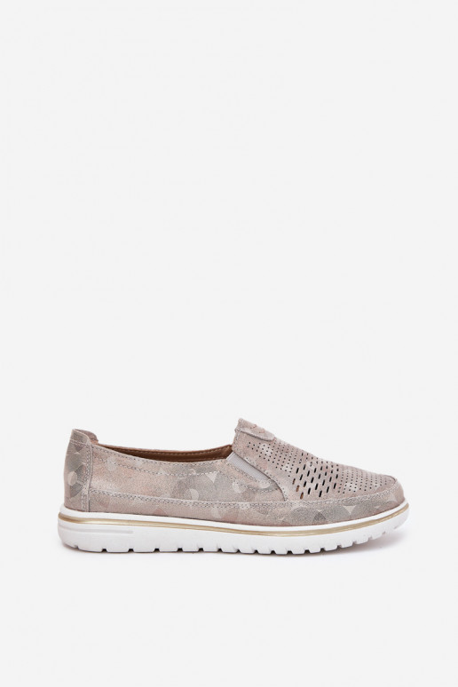 Suede Slip-on Shoes Beige-Gold Inez Suede Slip-on Shoes Beige-Gold Inez